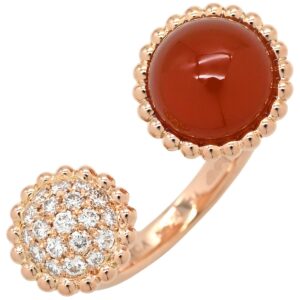 ヴァンクリーフアーペル Van Cleef & Arpels リング 指輪 ペルレ クルール アントレ レ ドア ローズゴールド #54(JP14) ダイヤモンド カーネリアン 13号 VCARO9SV00 【箱】 【中古】新品同様品