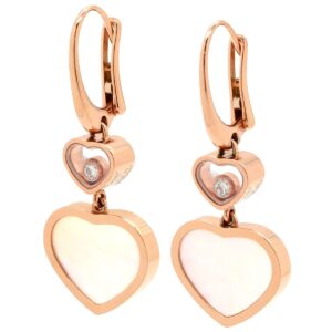 ショパール CHOPARD ピアス ハッピー ハート ダイヤモンド ローズゴールド シェル Au750 18K ムービングダイヤ 837482-5310 【中古】中古美品
