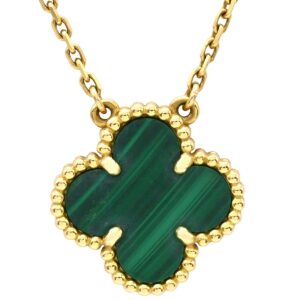 ヴァンクリーフアーペル Van Cleef & Arpels ネックレス ヴィンテージ アルハンブラ グリーン×イエローゴールド Au750 18K YG 緑 マラカイト マット VCARO9VA00 【中古】