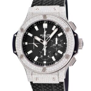 ウブロ HUBLOT ビッグバン エボリューション スチール パヴェ 301.SX.1170.RX.1704 メーカーOH済 純正ダイヤ メンズ 腕時計自動巻き ブラック 【中古】中古美品