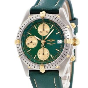 ブライトリング BREITLING クロノマット ビコロ B13047 OH済 K18YG×SS コンビ 緑 デイト 逆回転防止ベゼル メンズ 腕時計自動巻き グリーン 【中古】中古美品