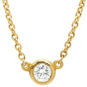 ティファニー Tiffany & Co ネックレス バイザヤード シングルダイヤモンド ペンダント イエローゴールド 18K AU750 YG 1P 1粒 エルサペレッティ 【中古】中古美品