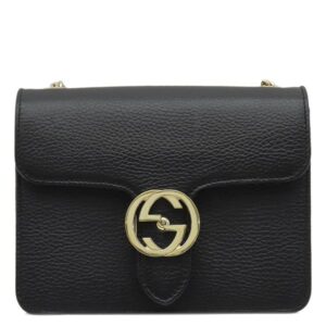 グッチ GUCCI ショルダーバッグ インターロッキングG チェーンショルダー レザー ブラック ゴールド金具 黒 アウトレット品 510304 【保存袋】 【中古】