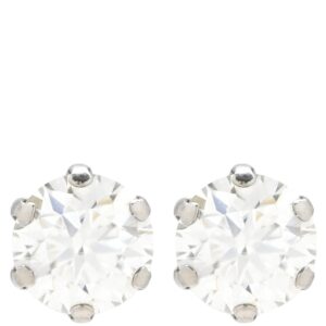 ピアス ダイヤモンド 0.5/0.5ct プラチナシルバー 1P 1石 1粒 ソリティア 6本爪 Pt900 プラチナ 両耳用 スタッド 【中古】中古美品