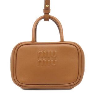 ミュウミュウ MIU MIU バッグチャーム マイクロバッグ チャーム レザー コニャック ゴールド金具 茶 カバンモチーフ 5NR036 【保存袋】 【中古】未使用保管品