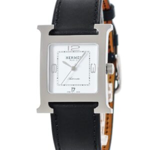 エルメス HERMES Hウォッチ MM HH3.510 新品同様 H型 四角 スクエア デイト アラビア 3針 メンズ 腕時計自動巻き シルバー 【中古】