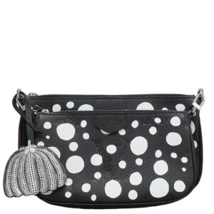 ルイヴィトン LOUIS VUITTON ショルダーバッグ LV×YK ミュルティ ポシェット アクセソワール モノグラムアンプラント ブラック×ホワイト シルバー金具 草間彌生 M46410 RFID 【中古】新品同様品