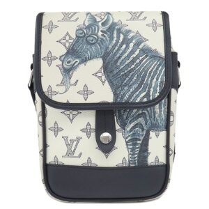 ルイヴィトン LOUIS VUITTON ショルダーバッグ メッセンジャーBB レザー モノグラムサバンナキャンバス ホワイト×ネイビー シルバー金具 チャップマンブラザーズ シマウマ M54247 FO0617 【保存袋】 【中古】