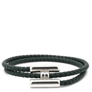 エルメス HERMES ブレスレット トゥルニ トレッセ スイフト メタル グリーン シルバー金具 緑 レザーブレス 【中古】
