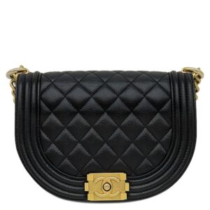 シャネル CHANEL ショルダーバッグ ボーイシャネル チェーンショルダー キャビアスキン ブラック ゴールド金具 AS3186 ランダムシリアル 【中古】中古美品