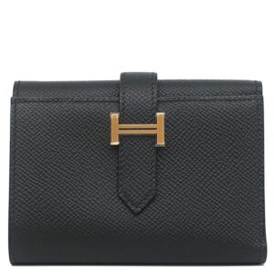 エルメス HERMES 三つ折り財布 ベアン コンビネ ヴォーエプソン ブラック ゴールド金具 黒 Z刻印 【箱】 【中古】