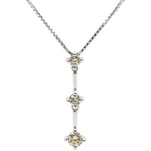 ネックレス ダイヤペンダント ホワイトゴールド 3石 3連 ドロップ 【中古】