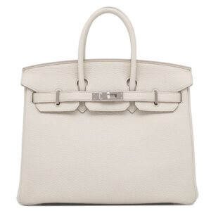 エルメス HERMES ハンドバッグ バーキン25 トゴ べトン シルバー金具 オフホワイト D 【箱】 【中古】
