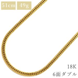 喜平 KIHEI ネックレス K18 18金 51.3cm 49.7g 6面 ダブル W K18YG イエローゴールド 造幣局検定マーク ※ショッピングローン対応していません 【中古】中古美品