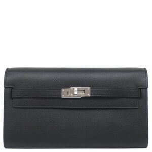 エルメス HERMES 長財布 ケリーウォレット ロング トゥーゴー ヴォーエプソン ブラック シルバー金具 黒 Z 【中古】中古美品