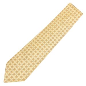エルメス HERMES ネクタイ シルクタイ 銀座店限定 9cm シルク イエロー L'AIR DE GINZA グリッド 【箱】 【中古】