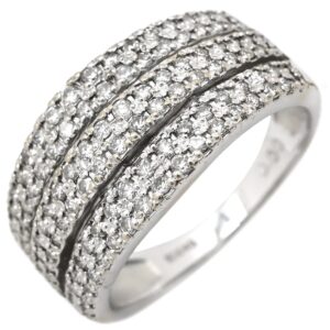 リング 指輪 パヴェダイヤ 0.60ct リング ホワイトゴールド K18WG Au750 18K 18金 3ライン 3連 ワイドリング 12.5号 【中古】中古品