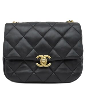 シャネル CHANEL ショルダーバッグ ミニ フラップバッグ ラムスキン ブラック ゴールド金具 ココマーク AS3205 ランダムシリアル 【中古】中古美品