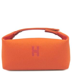 エルメス HERMES ポーチ ブリッド ア ブラック PM トワルシェブロン オレンジ シルバー金具 ハンドバッグ バニティバッグ トワルH 【中古】