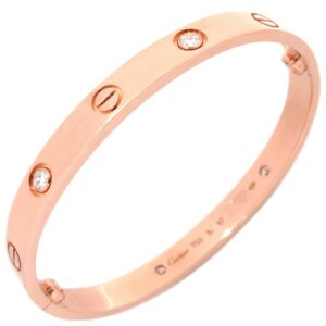 カルティエ Cartier ブレスレット LOVE ラブブレス ハーフダイヤ 4Pダイヤ ピンクゴールド #16 750PG RG 18K 18金 B6069916 【修理証明書】 【中古】