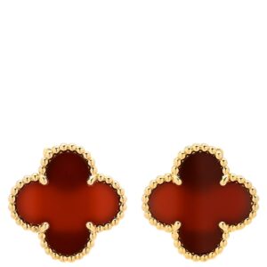 ヴァンクリーフアーペル Van Cleef & Arpels ピアス ヴィンテージ アルハンブラ レッド×イエローゴールド Au750 18K 18金 赤 カーネリアン VCARD40400 【中古】