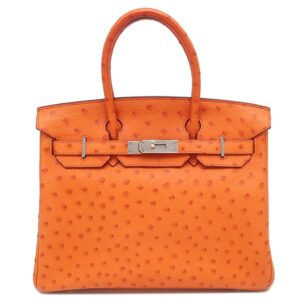 エルメス HERMES ハンドバッグ バーキン 30 オーストリッチ タンジェリン シルバー金具 □I 【保存袋】 【中古】中古美品