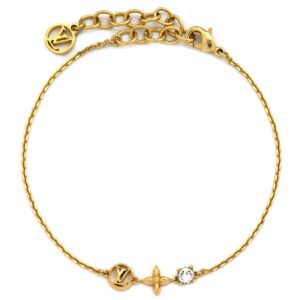 ルイヴィトン LOUIS VUITTON ブレスレット プティ ルイ GP ストラス ゴールド LVサークル モノグラムフラワー M00374 LE3274 【箱】 【中古】