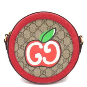 グッチ GUCCI ショルダーバッグ GGアップル クロスボディバッグ GGスプリームキャンバス レッド ゴールド金具 赤 ポシェット 丸型 625216 【中古】新品同様品