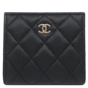 シャネル CHANEL 二つ折り財布 マトラッセ コンパクト ウォレット キャビアスキン ブラック ゴールド金具 ココマーク AP3178 ランダムシリアル 【中古】中古美品