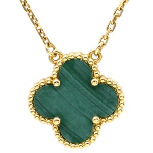 ヴァンクリーフアーペル Van Cleef & Arpels ネックレス ヴィンテージ アルハンブラ グリーン×イエローゴールド Au750 18K YG 緑 マラカイト マット VCARO9VA00 【中古】中古品