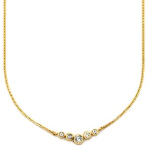 ネックレス ダイヤペンダント イエローゴールド 18K Au750 18金 5P 5石 5粒 5連 ダイヤモンド 0.50ct 【中古】中古美品