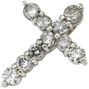 ペンダントトップ クロス ダイヤモンド 0.5ct プラチナシルバー 10石 10P 十字架 プラチナ ネックレストップ ペンダントヘッド 【中古】