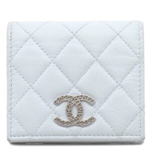 シャネル CHANEL 二つ折り財布 マトラッセ スモール ウォレット キャビアスキン ブルーグレー シルバー金具 ココマーク コンパクト AP3828 ランダムシリアル 【箱】 【中古】中古品