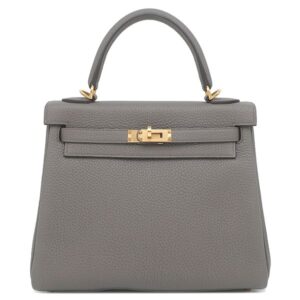 エルメス HERMES 2WAYバッグ ケリー25 内縫い トゴ エタン ゴールド金具 グレー U 【保存袋】 【中古】新品同様品