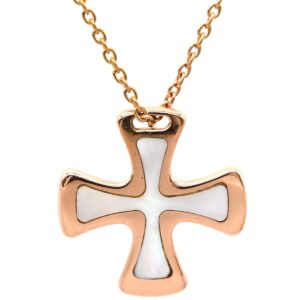 スタージュエリー STAR JEWELRY ネックレス クロス ペンダント ホワイト×ピンクゴールド 十字架 18K 750 PG RG シェル 【中古】中古品