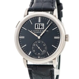 ランゲ&ゾーネ LANGE&SOHNE サクソニア アウトサイズデイト 381.029/LS3813AD K18WG無垢 黒 バー ビッグデイト メンズ 腕時計自動巻き ブラック 【中古】