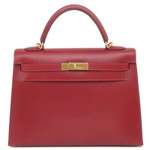 エルメス HERMES 2WAYバッグ ケリー32 外縫い ボックスカーフ ヴァーミリオン ゴールド金具 赤 □G 【保存袋】 【中古】