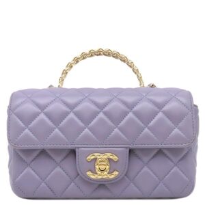 シャネル CHANEL 2WAYバッグ トップハンドル ミニ フラップ ラムスキン ライトパープル ゴールド金具 ココハンドル ランダムシリアル 【箱】 【中古】中古品
