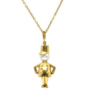 ミキモト MIKIMOTO ネックレス 兵隊モチーフ パール パールホワイト×イエローゴールド ドール MIKIMOTO 18K 18金 Au750 【中古】中古品