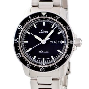 ジン SINN 104 St Sa I 104.010 ブラック 黒 バー 回転ベゼル デイデイト パイロットウォッチ メンズ 腕時計自動巻き ブラック 【中古】中古美品