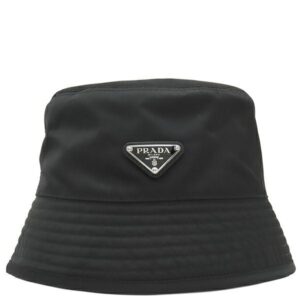 プラダ PRADA ハット Re-Nylon バケットハット ナイロン NERO×アクア M 黒 三角ロゴプレート 帽子 2HC137 【保存袋】 【中古】