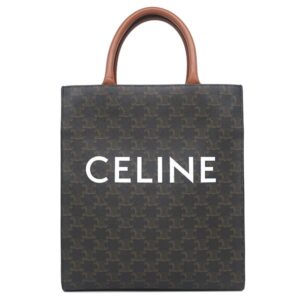 セリーヌ CELINE 2WAYバッグ スモール バーティカル カバ レザー トリオンフキャンバス タン ゴールド金具 茶 ロゴ トリオンフ トート 【保存袋】 【中古】中古美品