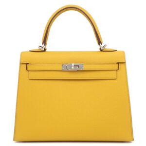 エルメス HERMES 2WAYバッグ ケリー25 外縫い ヴォーエプソン ジョーヌアンプル シルバー金具 黄色 ハンドバッグ ショルダー Y 【保存袋】 【中古】新品同様品