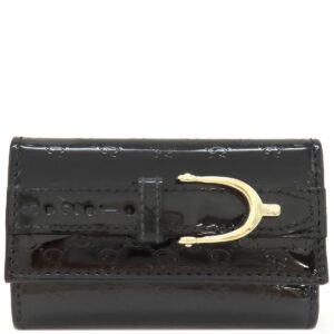 グッチ GUCCI キーケース マイクログッチシマ ホースビット パテントレザー ブラック ゴールド金具 黒 6連 6本 309759 【中古】