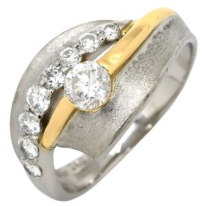 リング 指輪 0.354ct ダイヤ プラチナシルバー Pt900×K18YG コンビ Au750 18K 18金 プラチナ Pt900 ダイヤモンド 15号 【中古】中古品