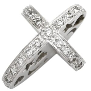 アレッツォ Arezzo ペンダントトップ クロスモチーフ ダイヤモンド ホワイトゴールド 十字架 18K 750 WG パヴェ ネックレストップ 【中古】中古品