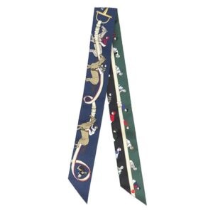 エルメス HERMES スカーフ ツイリー シルク マリン×ベージュ×ヴェールロデン 【TURF LES COURSES/競馬】 H061144S 【箱】 【中古】新品同様品