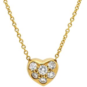 ティファニー Tiffany & Co ネックレス フレンドシップ ハート 6Pダイヤ イエローゴールド T＆Co. 18K 18金 750 YG 【箱】 【中古】中古美品