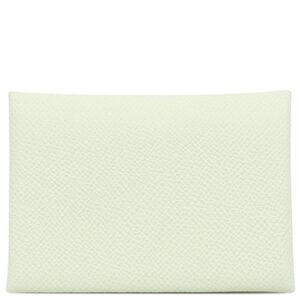 エルメス HERMES カードケース カルヴィ デュオ ヴォーエプソン ヴェールフィズ シルバー金具 薄緑 フラグメントケース B刻印(2023年製) 【箱】 【中古】