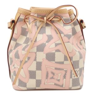 【★3%OFFクーポン】ルイヴィトン LOUIS VUITTON ショルダーバッグ ナノ ノエ ダミエアズールキャンバス ダミエアズール タヒチ ゴールド金具 白 ピンク N60052 RFID/AR2107 【中古】新品同様品